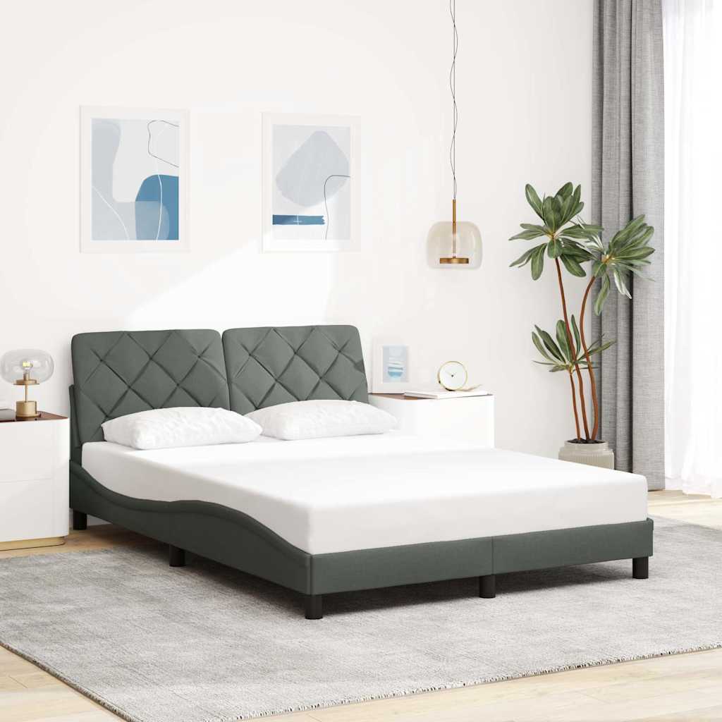 Bettgestell ohne Matratze Dunkelgrau 140x200 cm Stoff