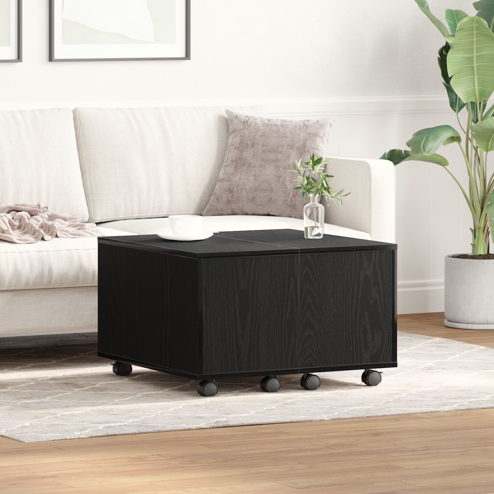 vidaXL Couchtisch Schwarz Eiche 60x60x38 cm