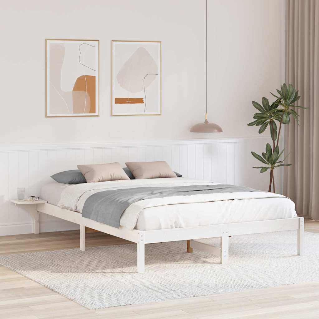 Bettgestell mit Nachttischen Weiß 150 x 200 cm Weiß
