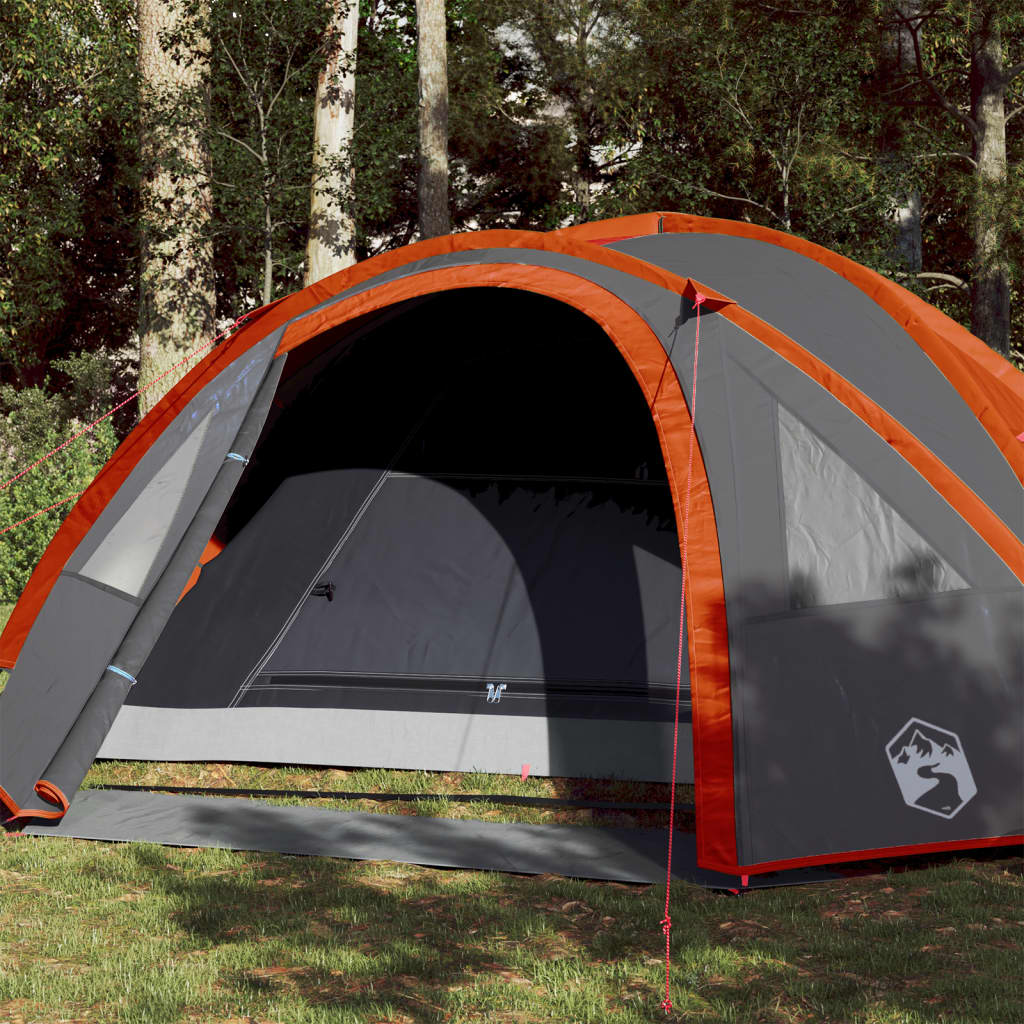 Kuppel-Campingzelt 4 Personen Grau und Orange Wasserdicht