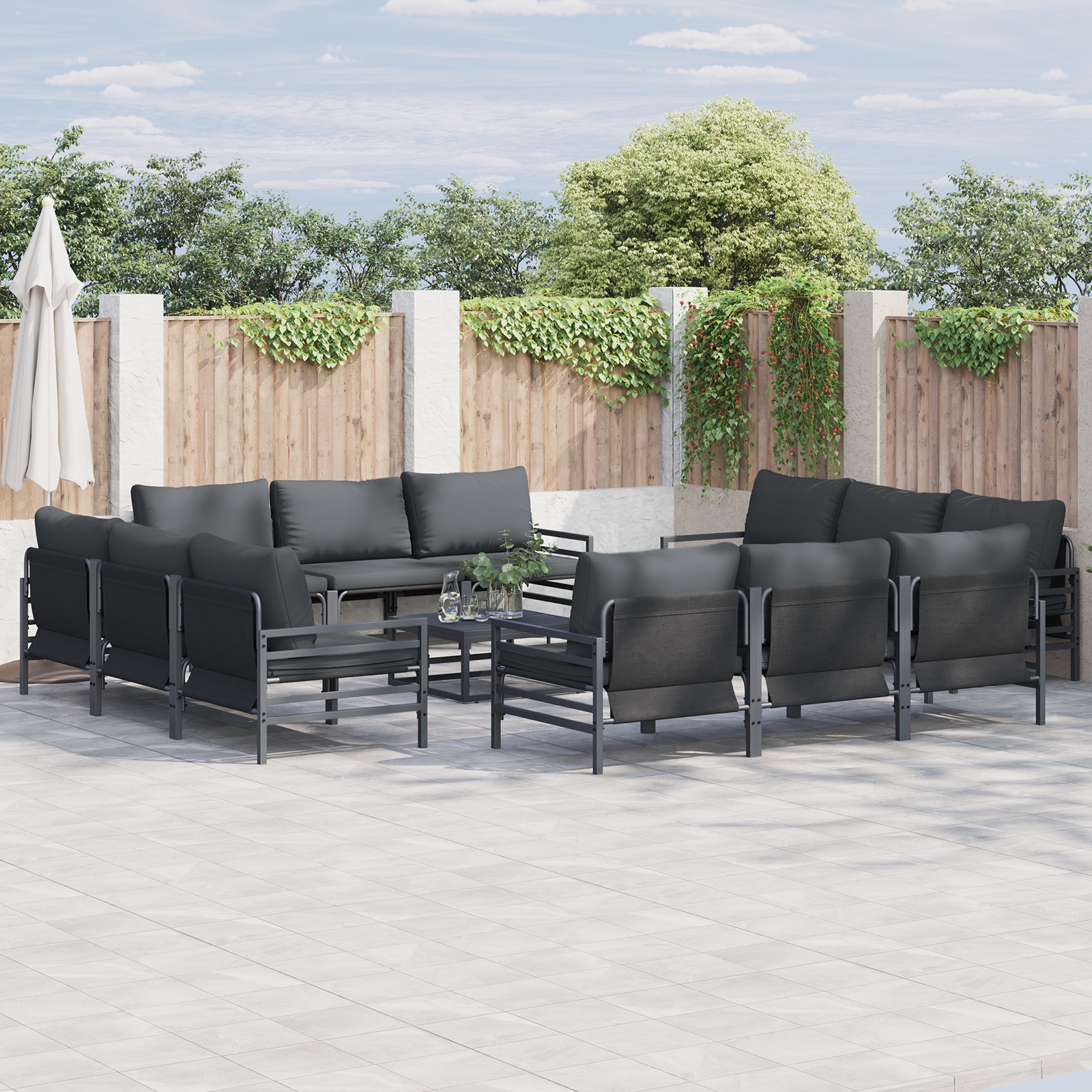 Garten-Sofa-Set 12 pcs Anthrazit Stahl Garten-Sofa-Set 12 pcs Anthrazit Stahl