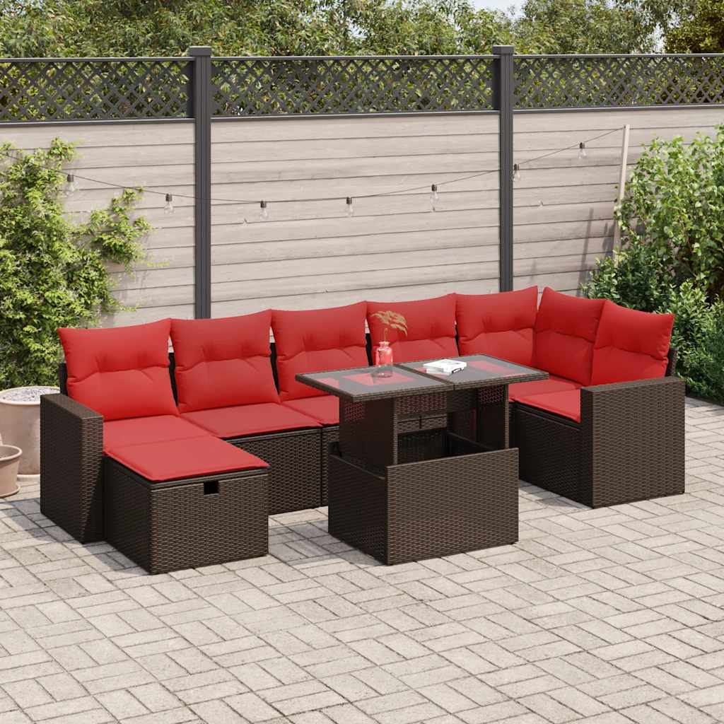 8-tlg. Garten-Sofagarnitur mit Kissen Schwarz Poly Rattan 8-tlg. Garten-Sofagarnitur mit Kissen Schwarz Poly Rattan