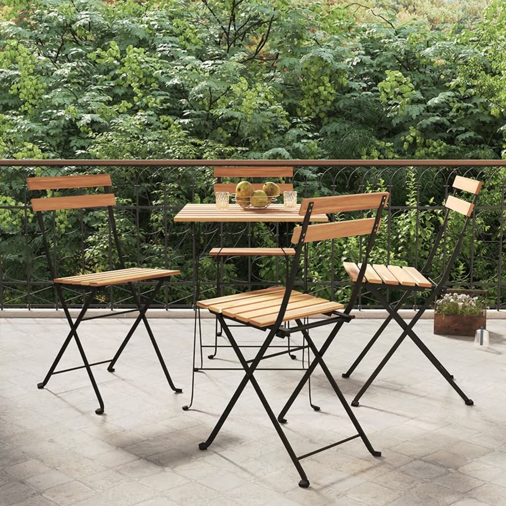 Bistrostühle 4 Stk. Klappbar Massivholz Teak und Stahl Bistrostühle 4 Stk. Klappbar Massivholz Teak und Stahl