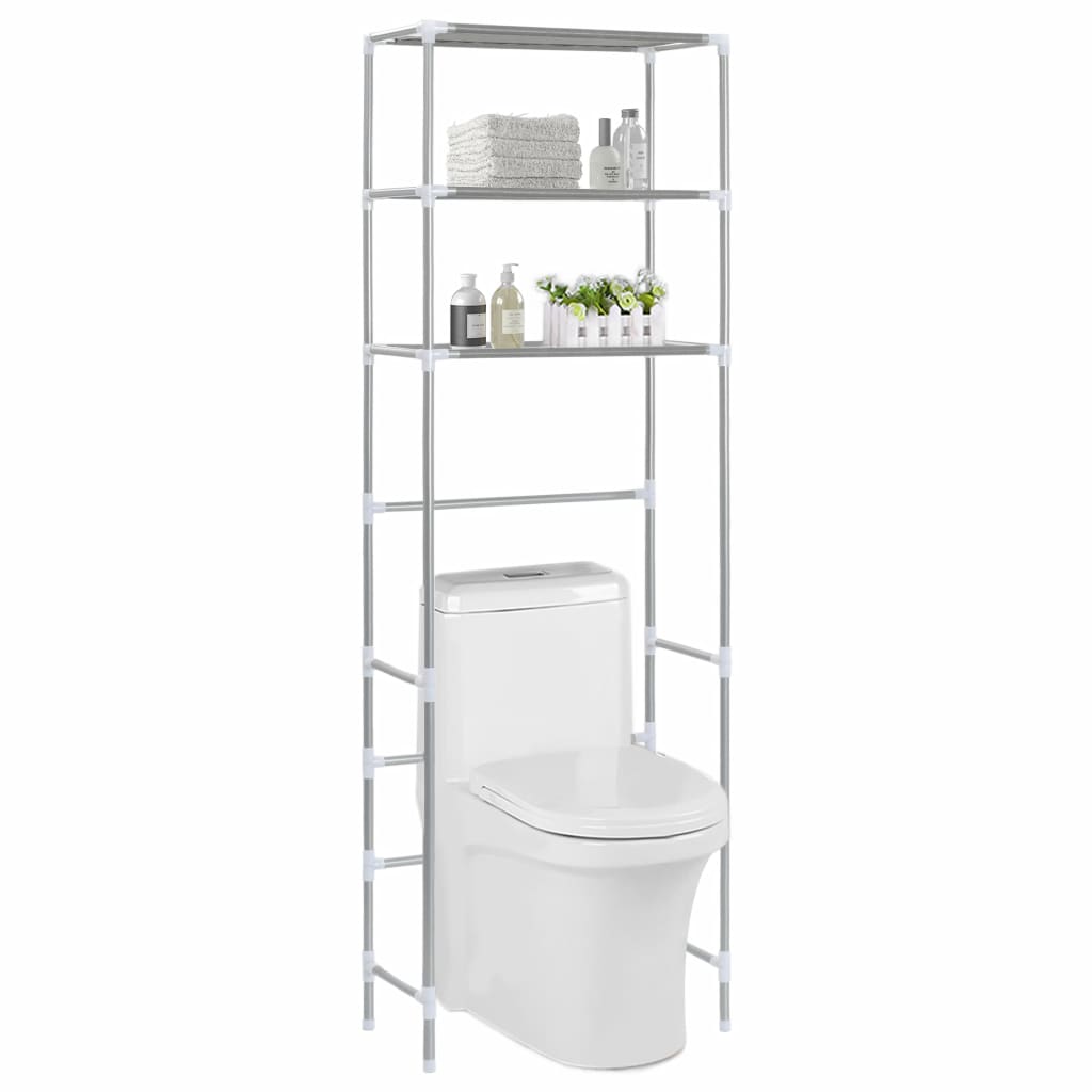 Toilettenregal 3 Ablagen Silbern 53x28x169 cm