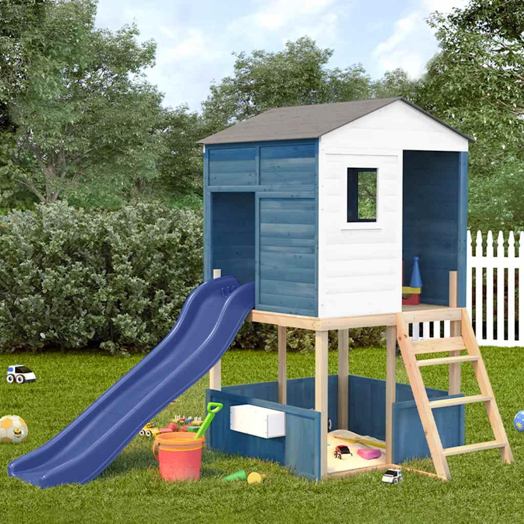 Spielturm Weiß und Blau Massivholz Tanne Spielturm Weiß und Blau Massivholz Tanne