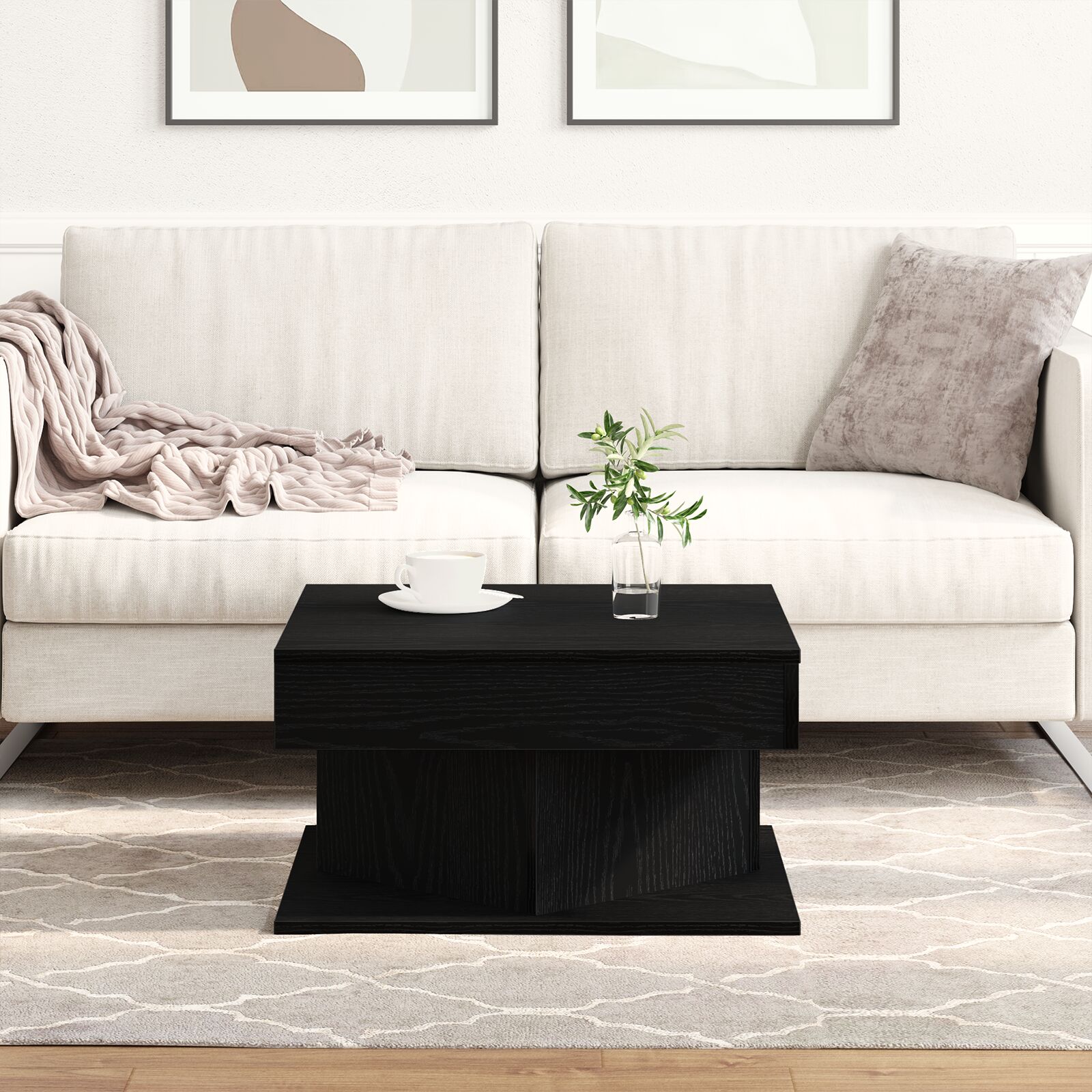 vidaXL Couchtisch Schwarz Eiche 57x57x30 cm aus Ingenieurholz