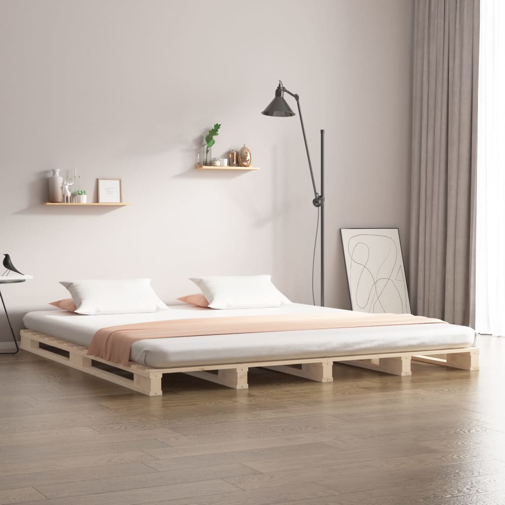 Palettenbett 140x190 cm Massivholz Kiefer