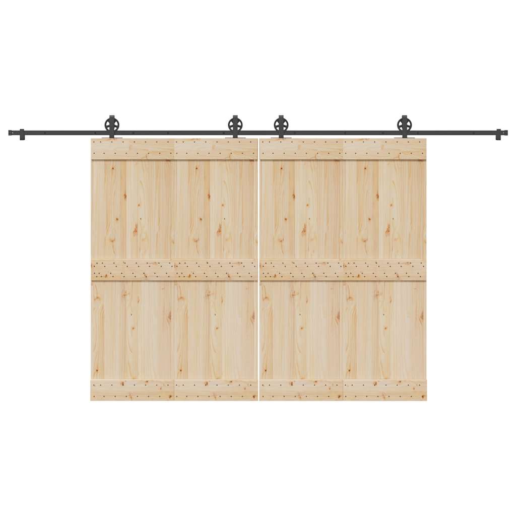 Schiebetürbeschlag-Set 200 cm Stahl Schwarz