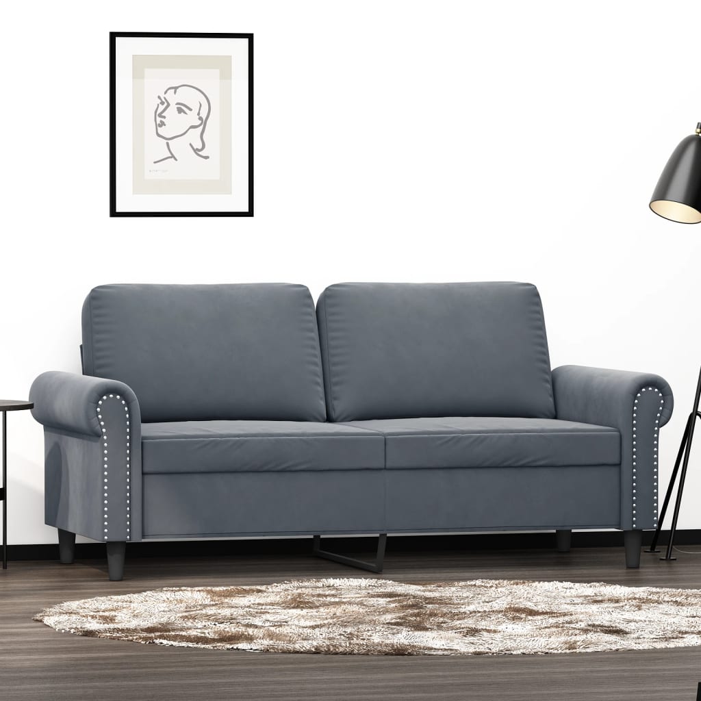 2-Sitzer-Sofa Dunkelgrau 140 cm Samt 2-Sitzer-Sofa Dunkelgrau 140 cm Samt