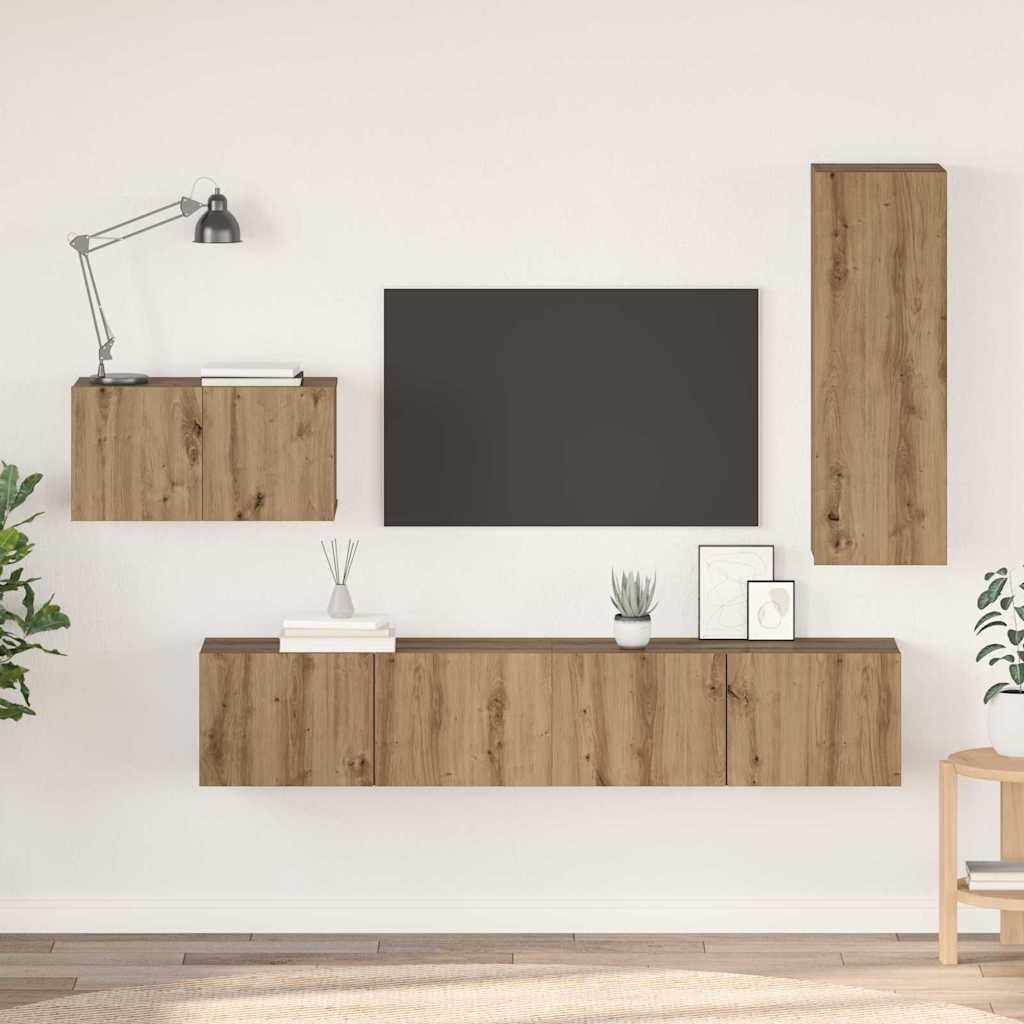TV-Schrank-Set 4 pcs Eiche handwerklich 30,5 x 30 x 90 cm