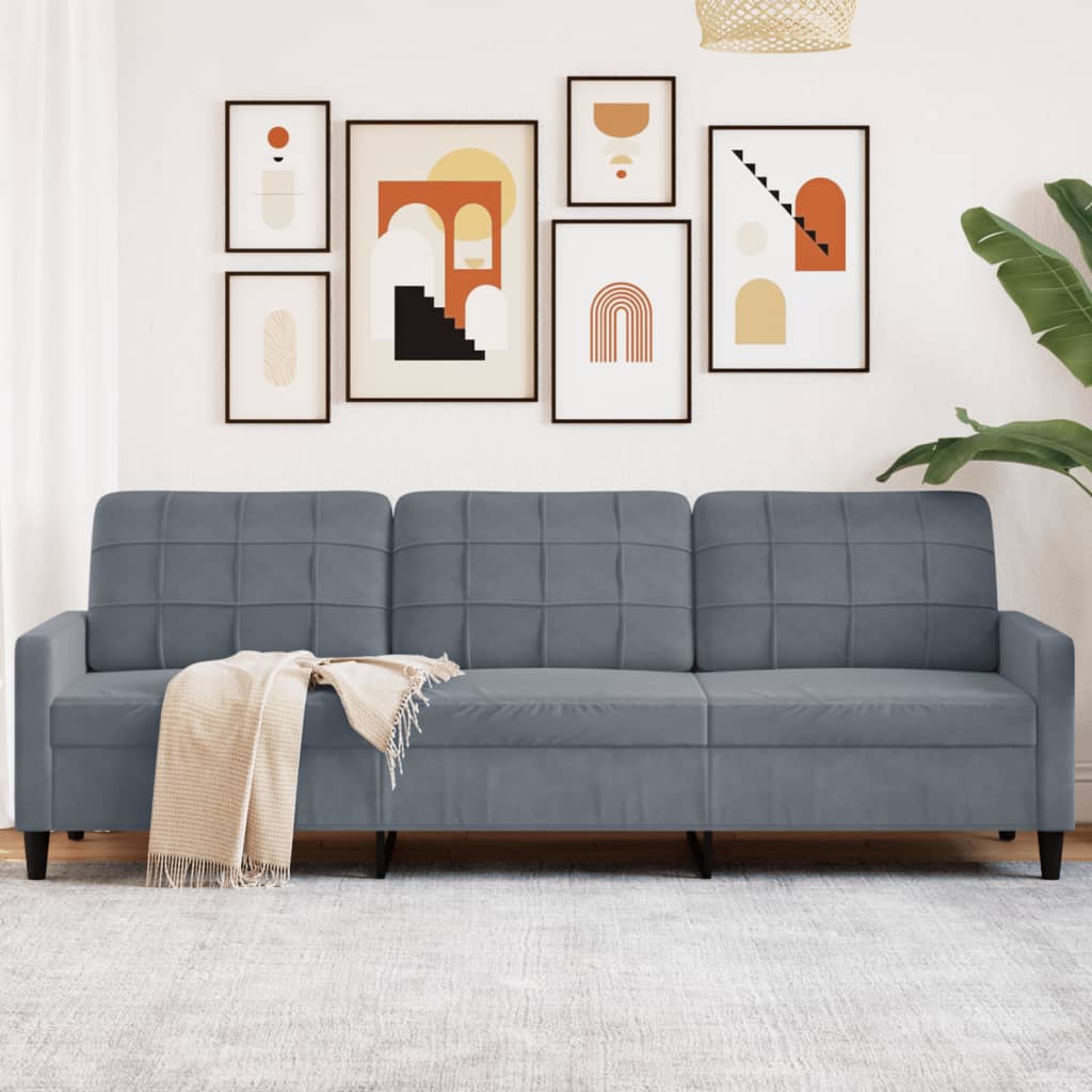 3-Sitzer-Sofa Dunkelgrau 210 cm Samt 3-Sitzer-Sofa Dunkelgrau 210 cm Samt
