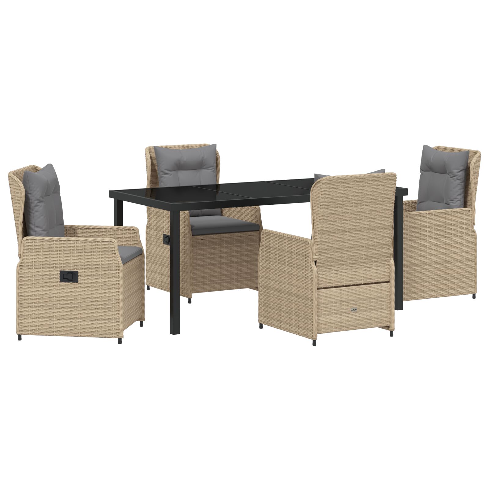 5-teiliges Garten Essset Beige Poly-Rattan, Gartentisch Schwarz 160x80x73 cm ohne Sicherheitsglas 5-teiliges Garten Essset Beige Poly-Rattan, Gartentisch Schwarz 160x80x73 cm ohne Sicherheitsglas