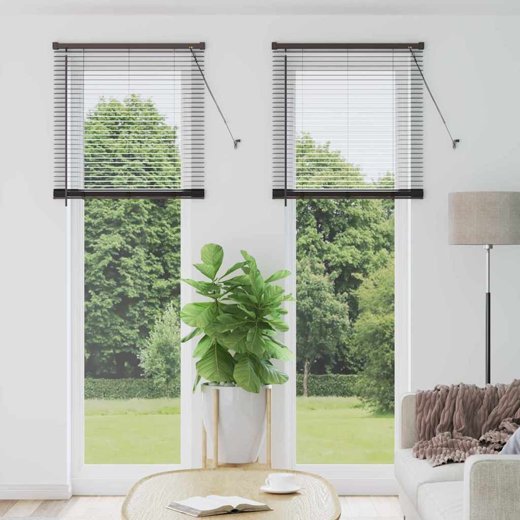 Fenster Jalousie mit Vorhängen Sonstiges Schwarz 80 x 220 cm Aluminium