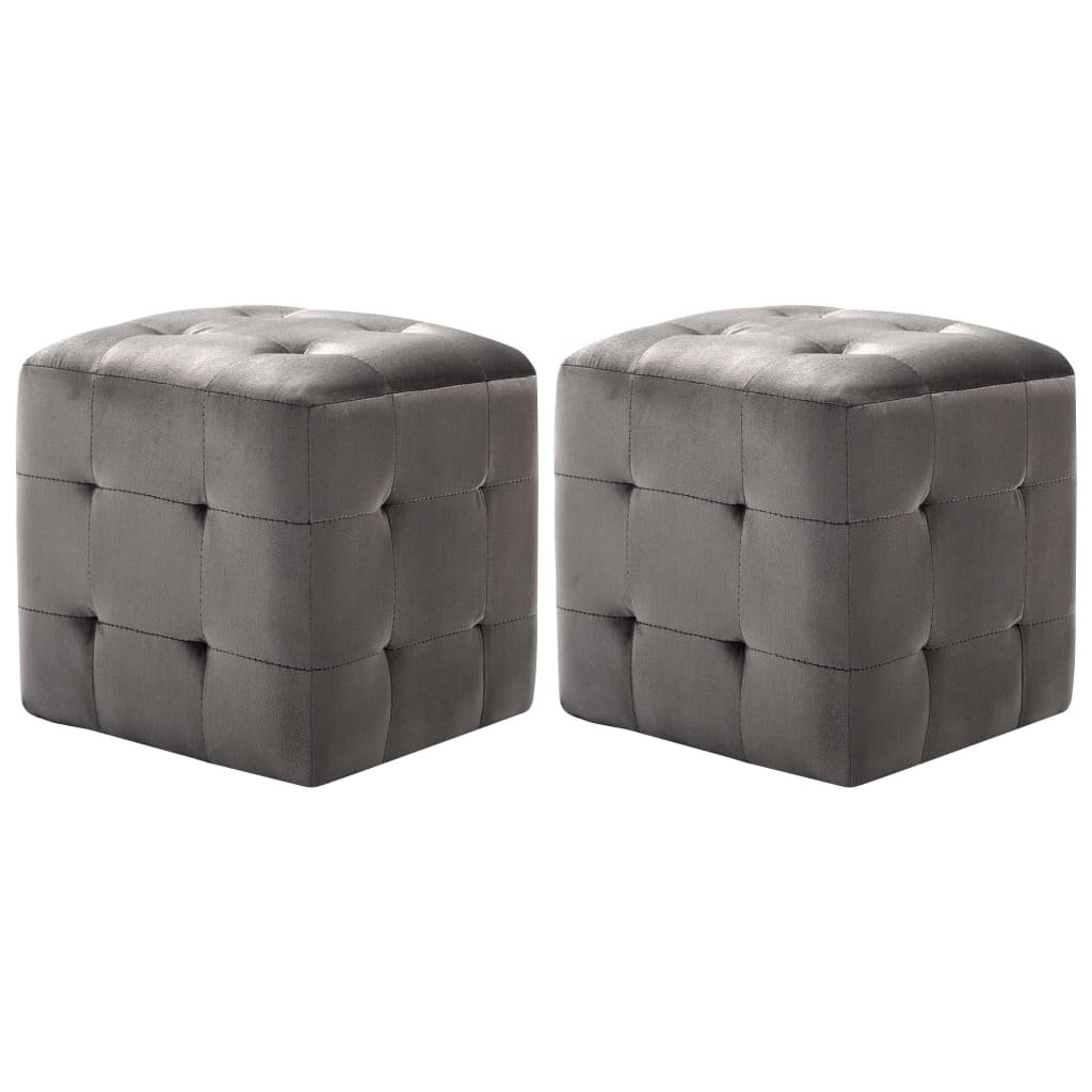 Nachttische 2 Stk. Grau 30x30x30 cm Samtstoff