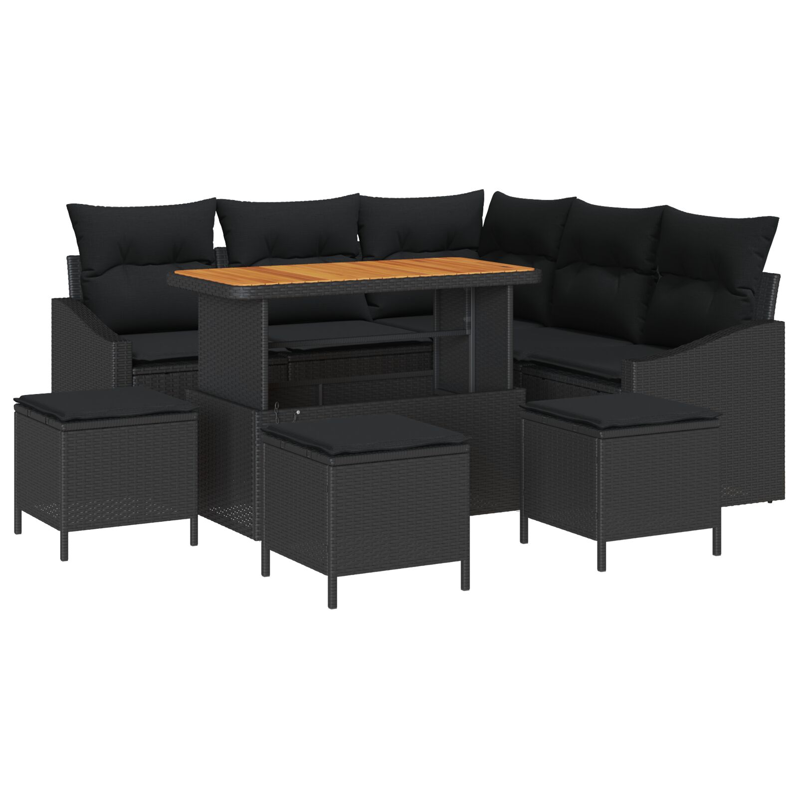 9-teiliges Garten Sofa Set mit Kissen Schwarz Poly Rattan Akazie, 2-Sitzer Garten Sofa mit Kissen Schwarz Poly Rattan, 4-teiliges Garten Essset mit Kissen Schwarz Poly Rattan Akazie 9-teiliges Garten Sofa Set mit Kissen Schwarz Poly Rattan Akazie, 2-Sitzer Garten Sofa mit Kissen Schwarz Poly Rattan, 4-teiliges Garten Essset mit Kissen Schwarz Poly Rattan Akazie