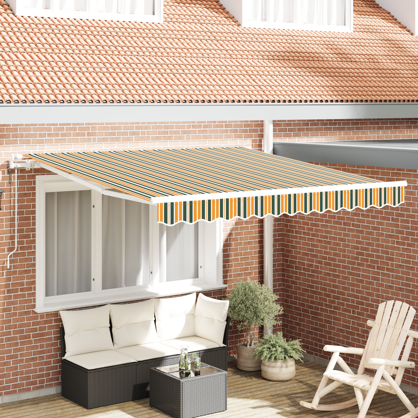 automatische einziehbare Markise Grün und Gelb 300x250 cm