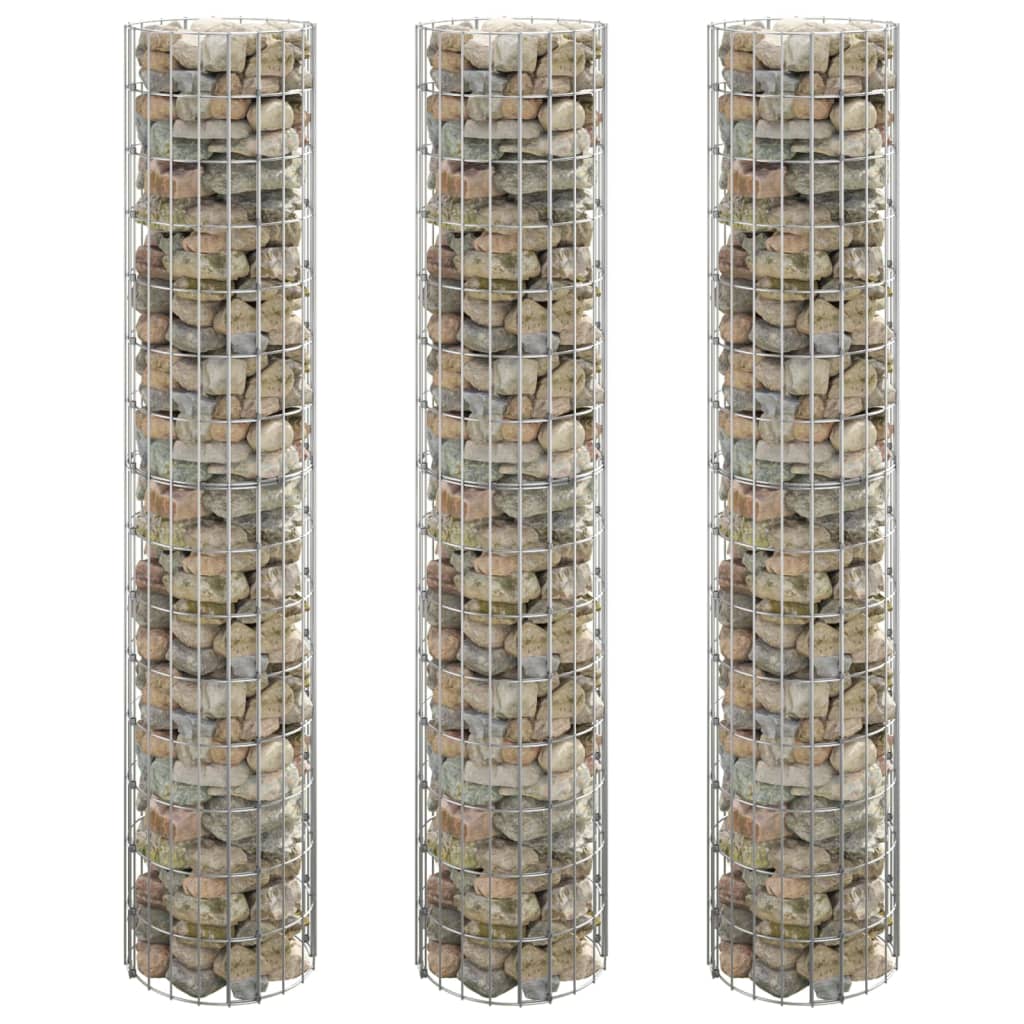 Gabionen-Hochbeete 3 Stk. Rund Verzinkter Stahl Ø30x150 cm Gabionen-Hochbeete 3 Stk. Rund Verzinkter Stahl Ø30x150 cm