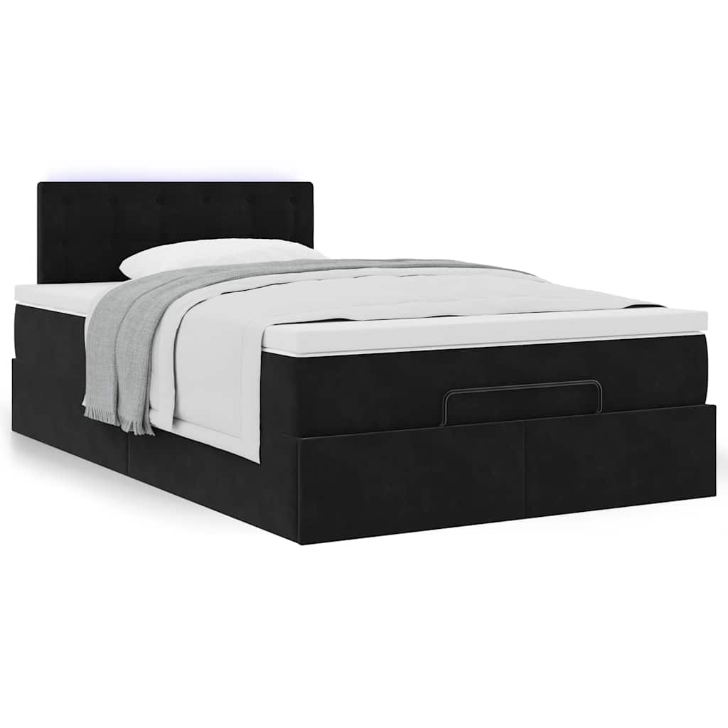 Ottoman-Bett mit Matratze Schwarz 120x200 cm Samt