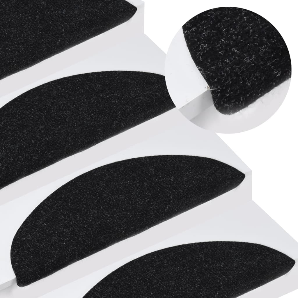 Stufenmatten Selbstklebend 15 Stk. 65x22,5x3,5 cm Schwarz