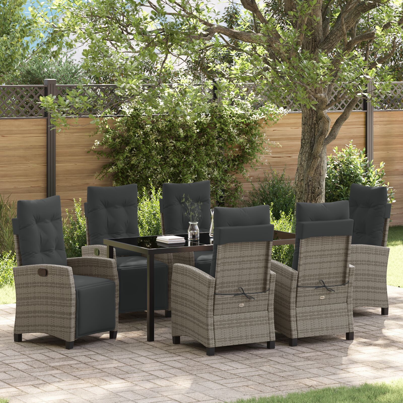 7-teiliges Garten-Dining-Set Grau