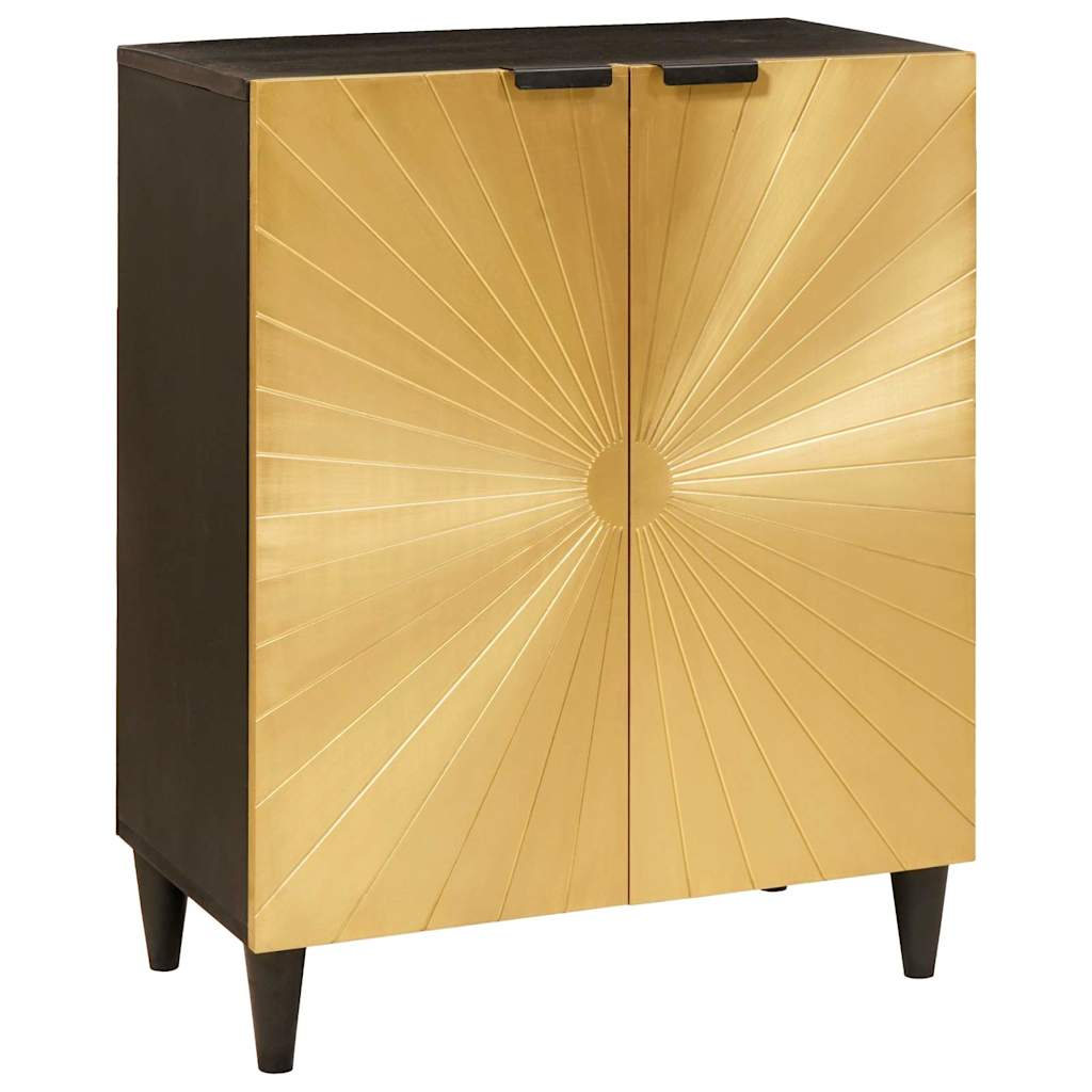Sideboard Schwarz und Gold 60 x 33 x 75 cm massives Mangoholz