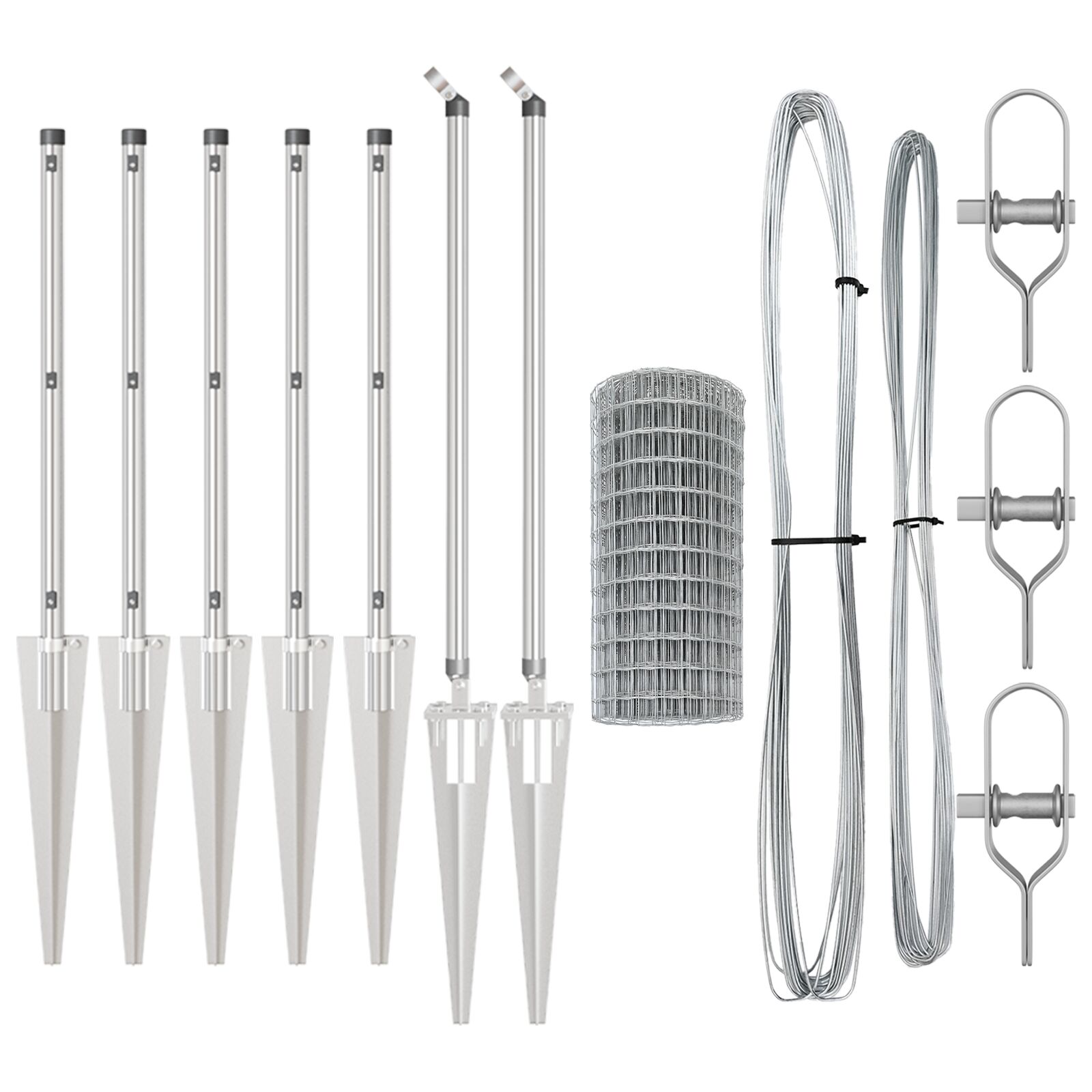 Euro Zaun mit 7 Spitzpfosten 1x10 m aus galvanisiertem Stahl