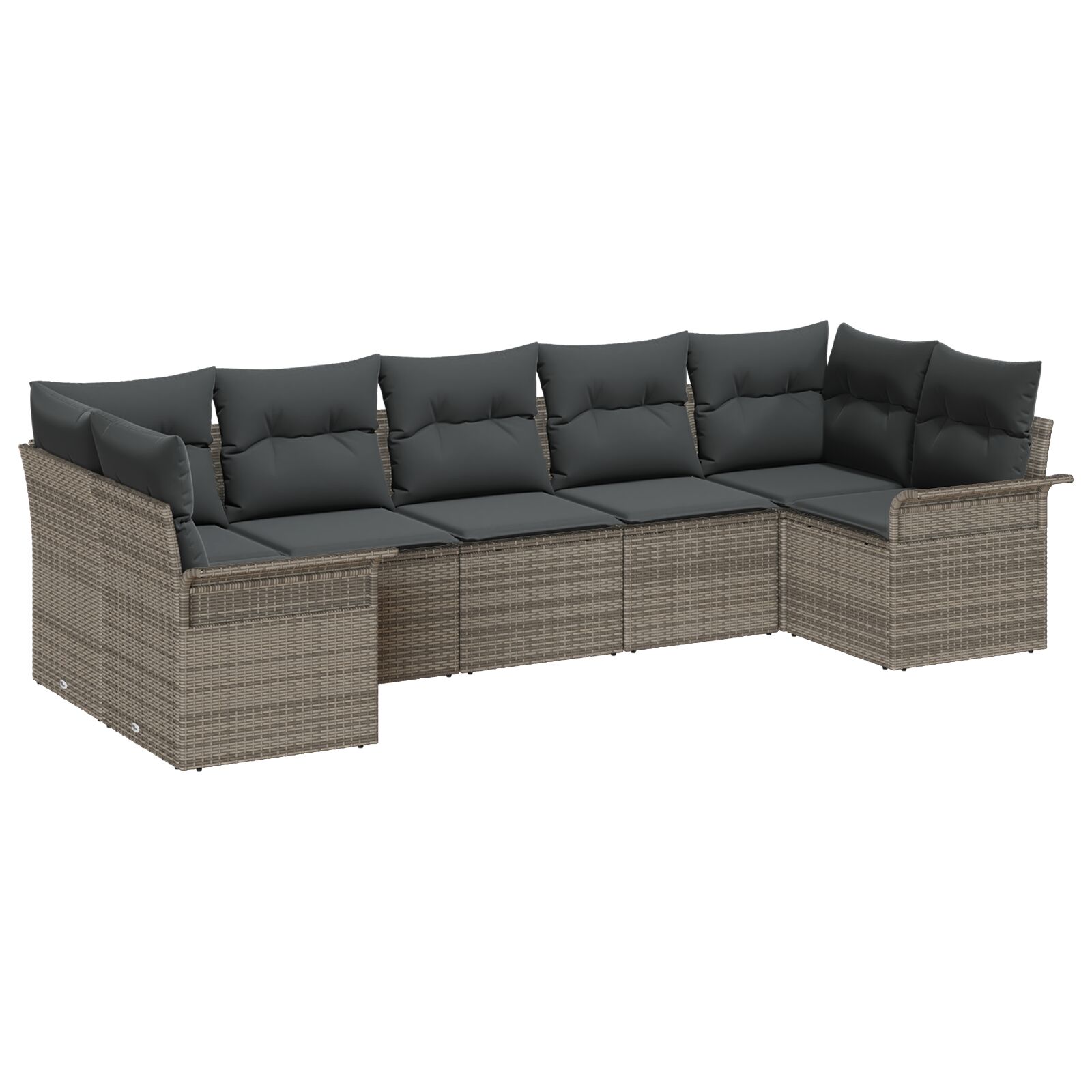 7-teilige Garten Sofa Set mit Kissen Grau Poly Rattan, 2-Sitzer Garten Sofa mit Stauraum & Kissen Grau Poly Rattan 7-teilige Garten Sofa Set mit Kissen Grau Poly Rattan, 2-Sitzer Garten Sofa mit Stauraum & Kissen Grau Poly Rattan