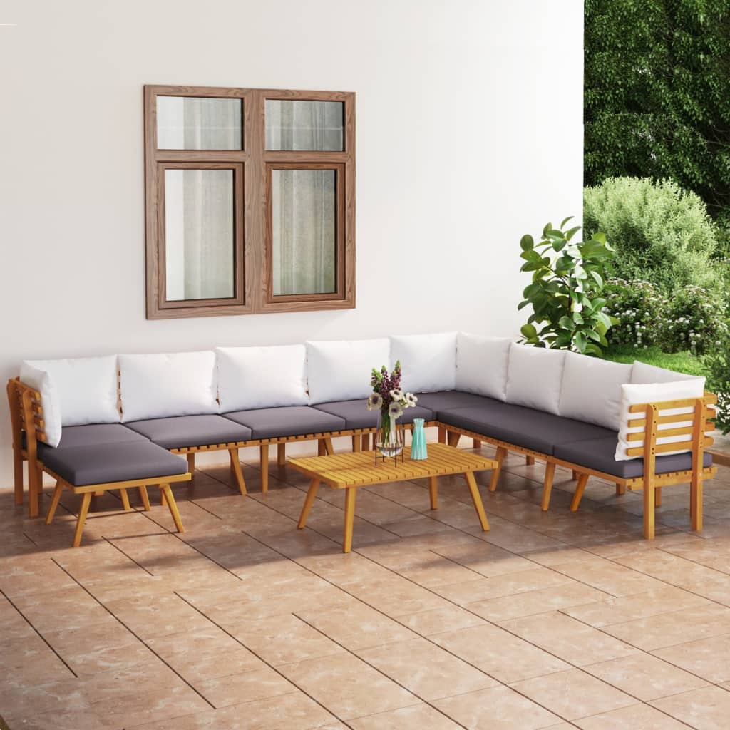 9-tlg. Garten-Lounge-Set mit Kissen Massivholz Akazie 9-tlg. Garten-Lounge-Set mit Kissen Massivholz Akazie