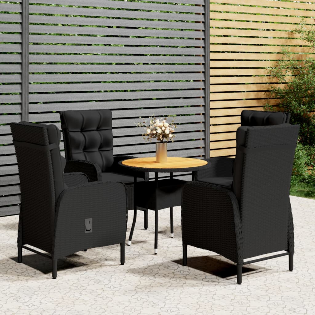 5-tlg. Garten-Bistro-Set Poly Rattan Schwarz 5-tlg. Garten-Bistro-Set Poly Rattan Schwarz
