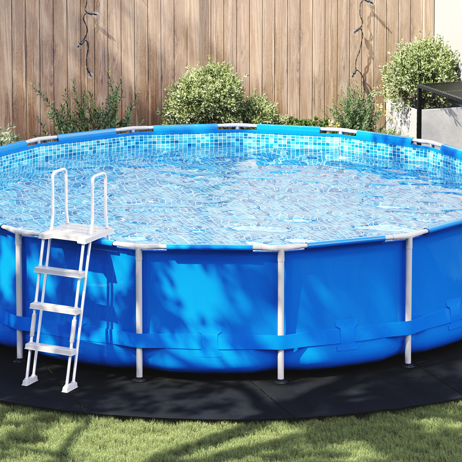 Runde Poolabdeckung Schwarz Kunststoff Ø 610 cm Wasserdicht