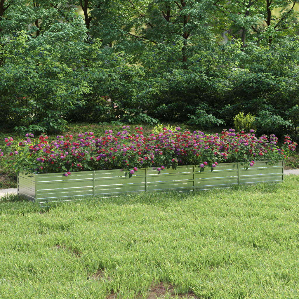 Garten-Hochbeet 400x80x45 cm Verzinkter Stahl Silber Garten-Hochbeet 400x80x45 cm Verzinkter Stahl Silber