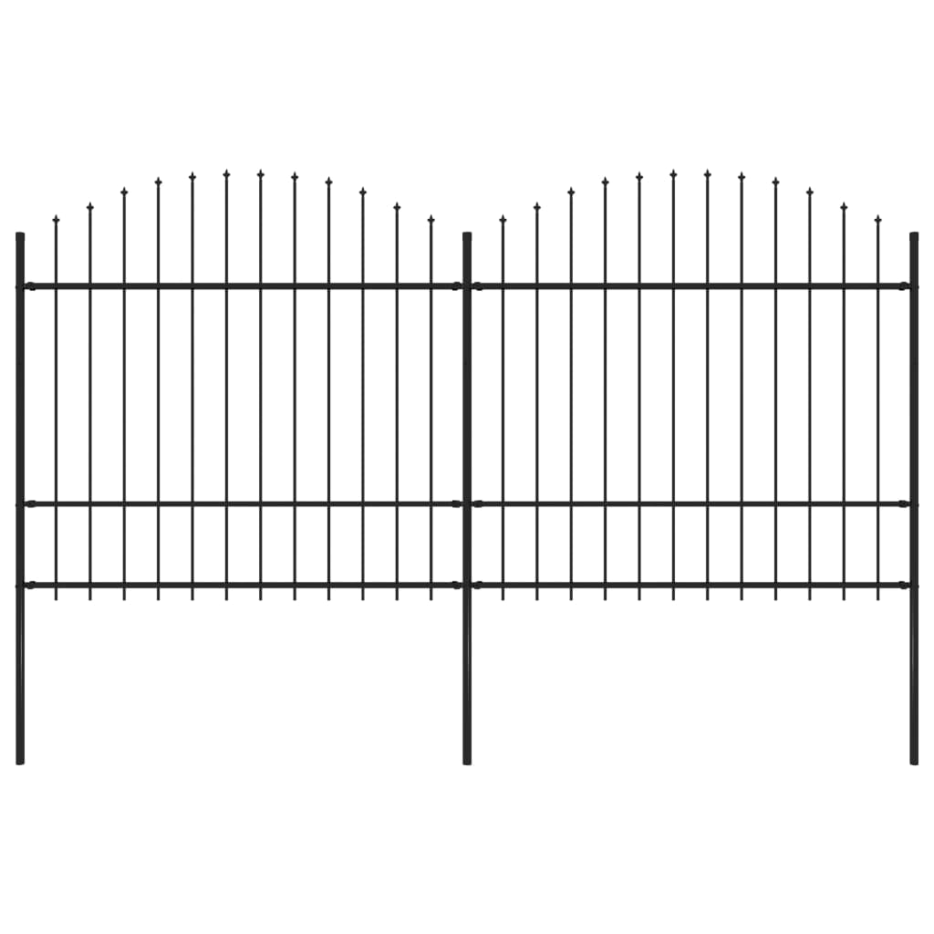 Gartenzaun mit Speerspitzen Stahl (1,5 - 1,75) x 3,4 m Schwarz
