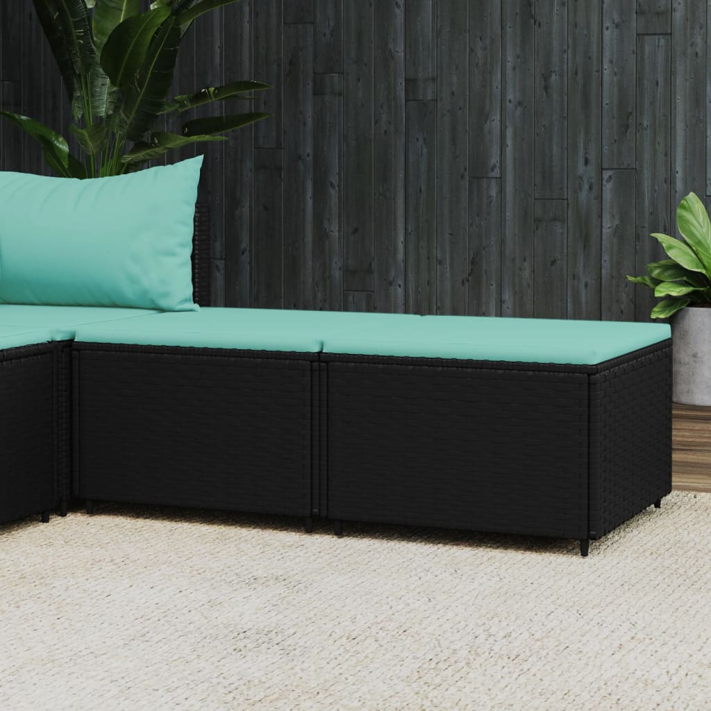 Gartenhocker mit Kissen 2 Stk. Schwarz Poly Rattan Gartenhocker mit Kissen 2 Stk. Schwarz Poly Rattan