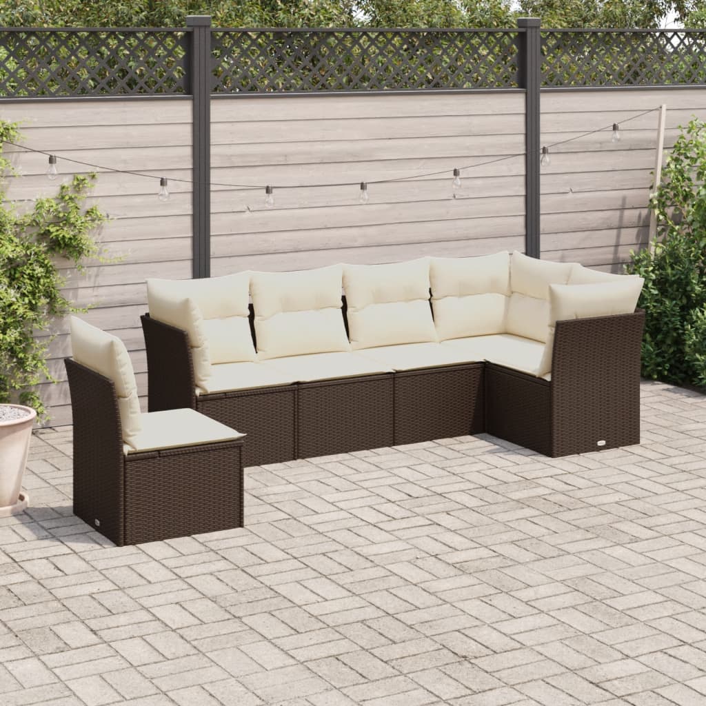 7-tlg. Garten-Sofagarnitur mit Kissen Braun Poly Rattan 7-tlg. Garten-Sofagarnitur mit Kissen Braun Poly Rattan