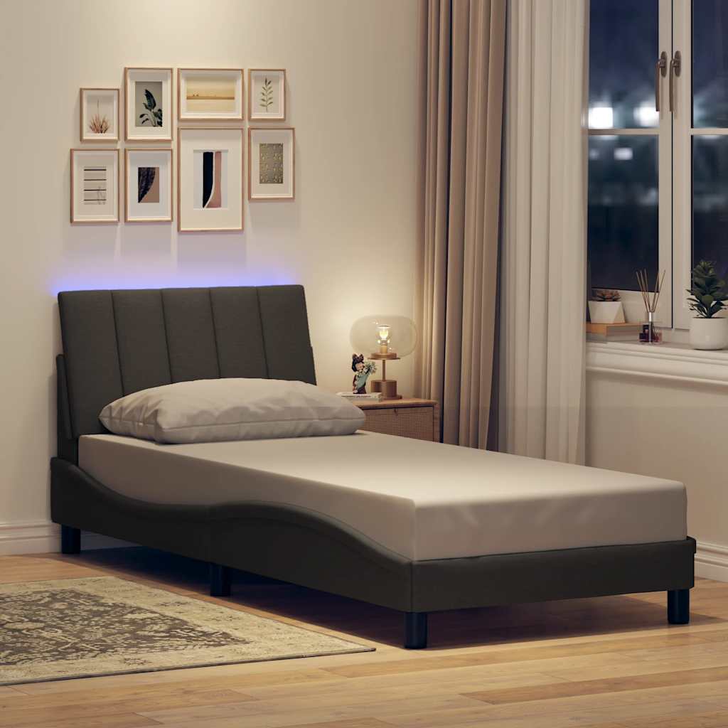 Bettgestell ohne Matratze Dunkelgrau 90x190 cm Stoff