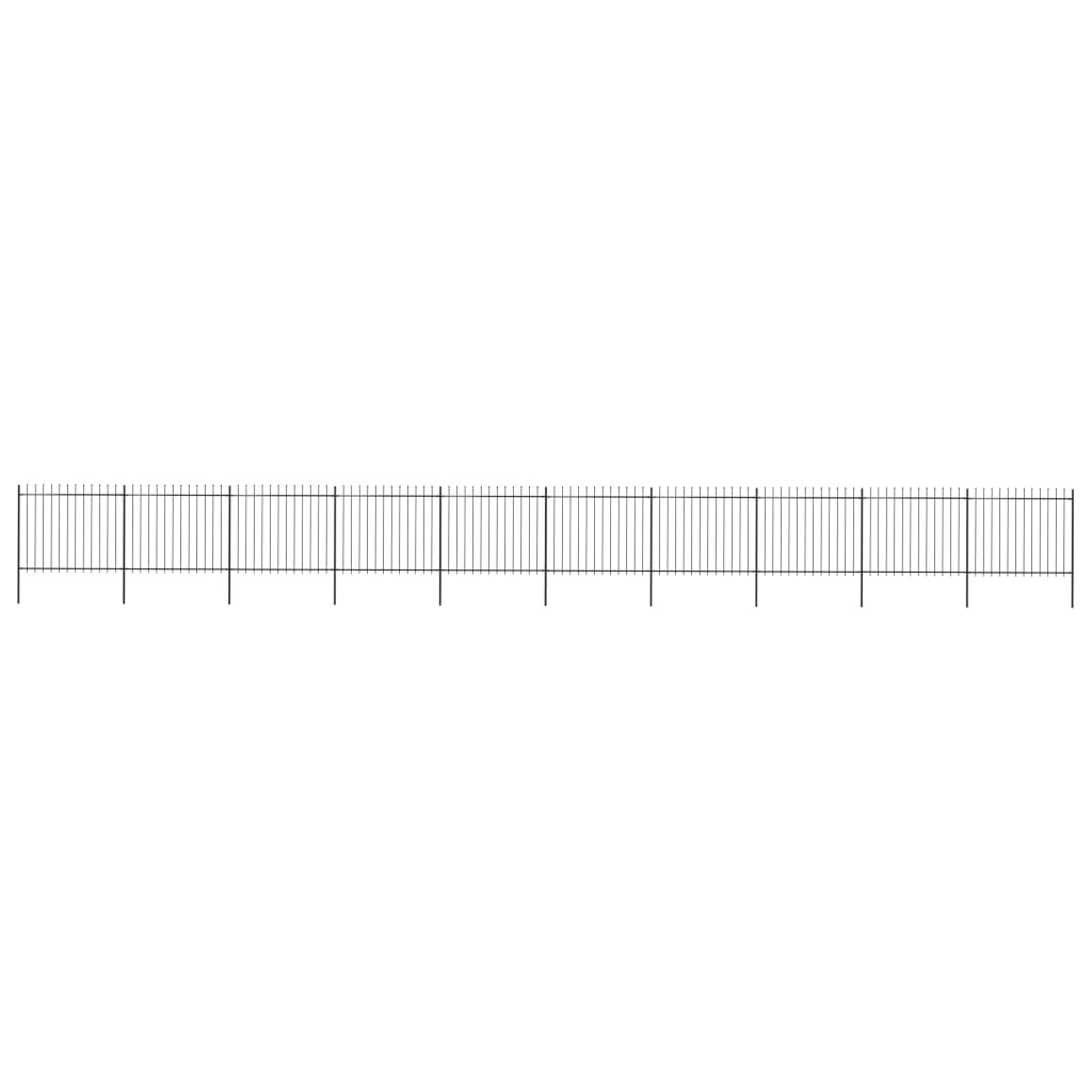 Gartenzaun mit Speerspitzen Stahl 17 x 1,5 m Schwarz