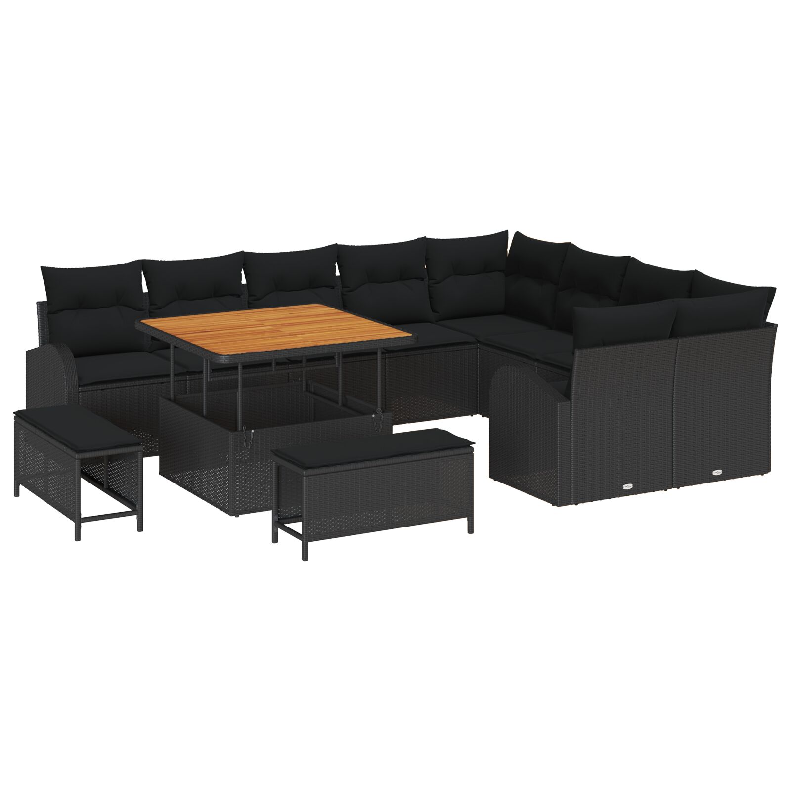 12-teiliges Garten Sofa Set mit Kissen Schwarz Poly Rattan Akazie, 3-teiliges Garten Ess Set mit Kissen Schwarz Poly Rattan Akazie, 2-Sitzer Garten Sofa mit Kissen Schwarz Poly Rattan 12-teiliges Garten Sofa Set mit Kissen Schwarz Poly Rattan Akazie, 3-teiliges Garten Ess Set mit Kissen Schwarz Poly Rattan Akazie, 2-Sitzer Garten Sofa mit Kissen Schwarz Poly Rattan