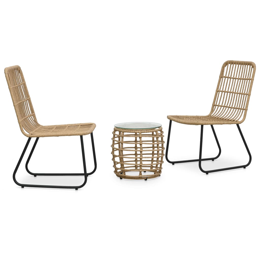 3-tlg. Bistro-Set Poly Rattan Eiche 3-tlg. Bistro-Set Poly Rattan Eiche