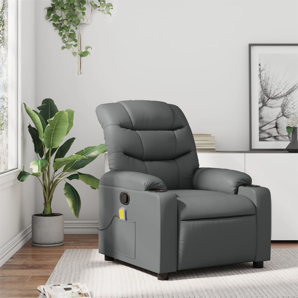 Massagesessel Relaxsessel Grau Kunstleder