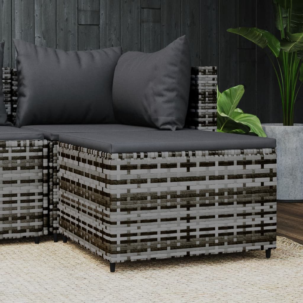 Gartenhocker mit Kissen Grau Poly Rattan Gartenhocker mit Kissen Grau Poly Rattan