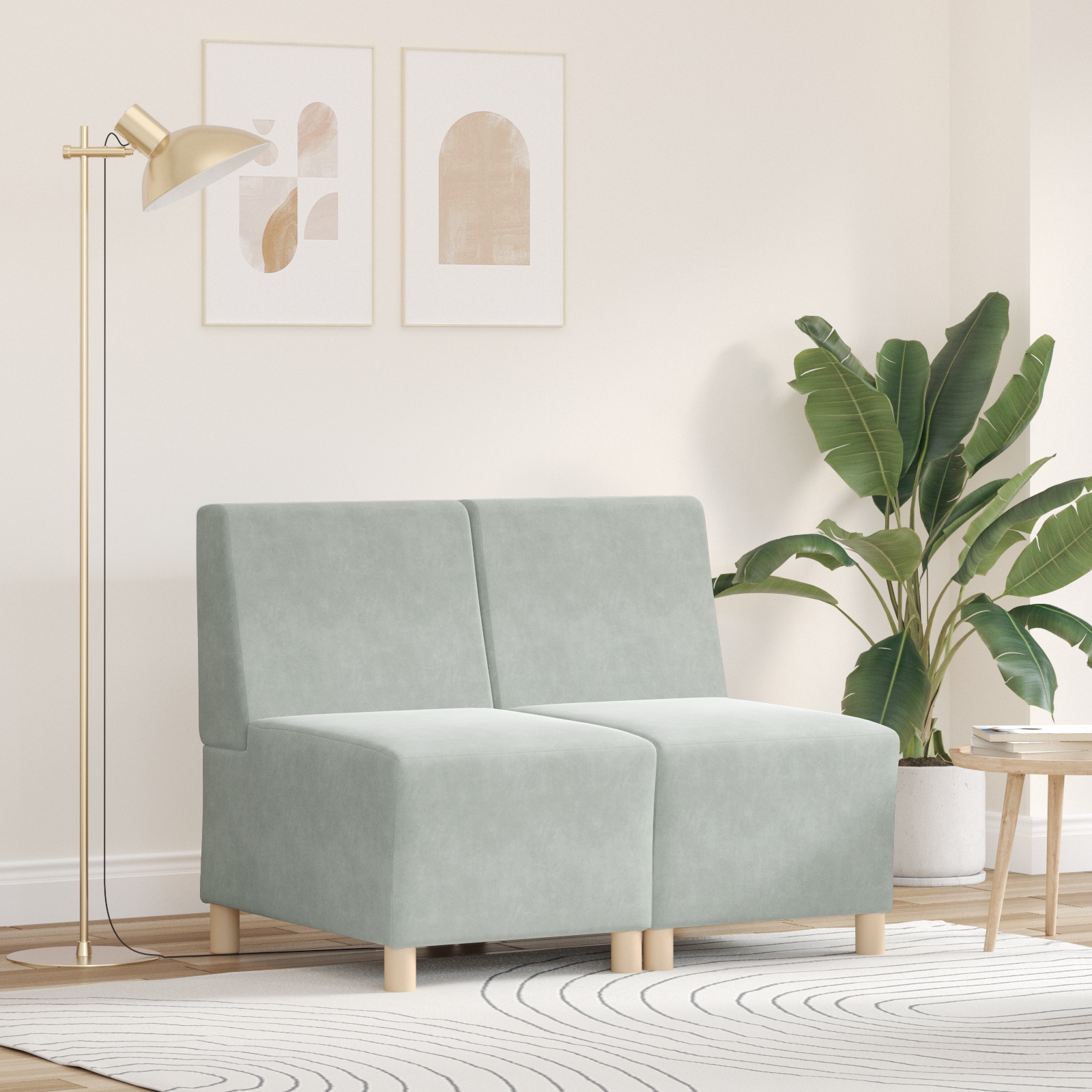 Sofa Stühle 2 pcs Hellgrau 55 x 74 x 82 cm Samt Sofa Stühle 2 pcs Hellgrau 55 x 74 x 82 cm Samt