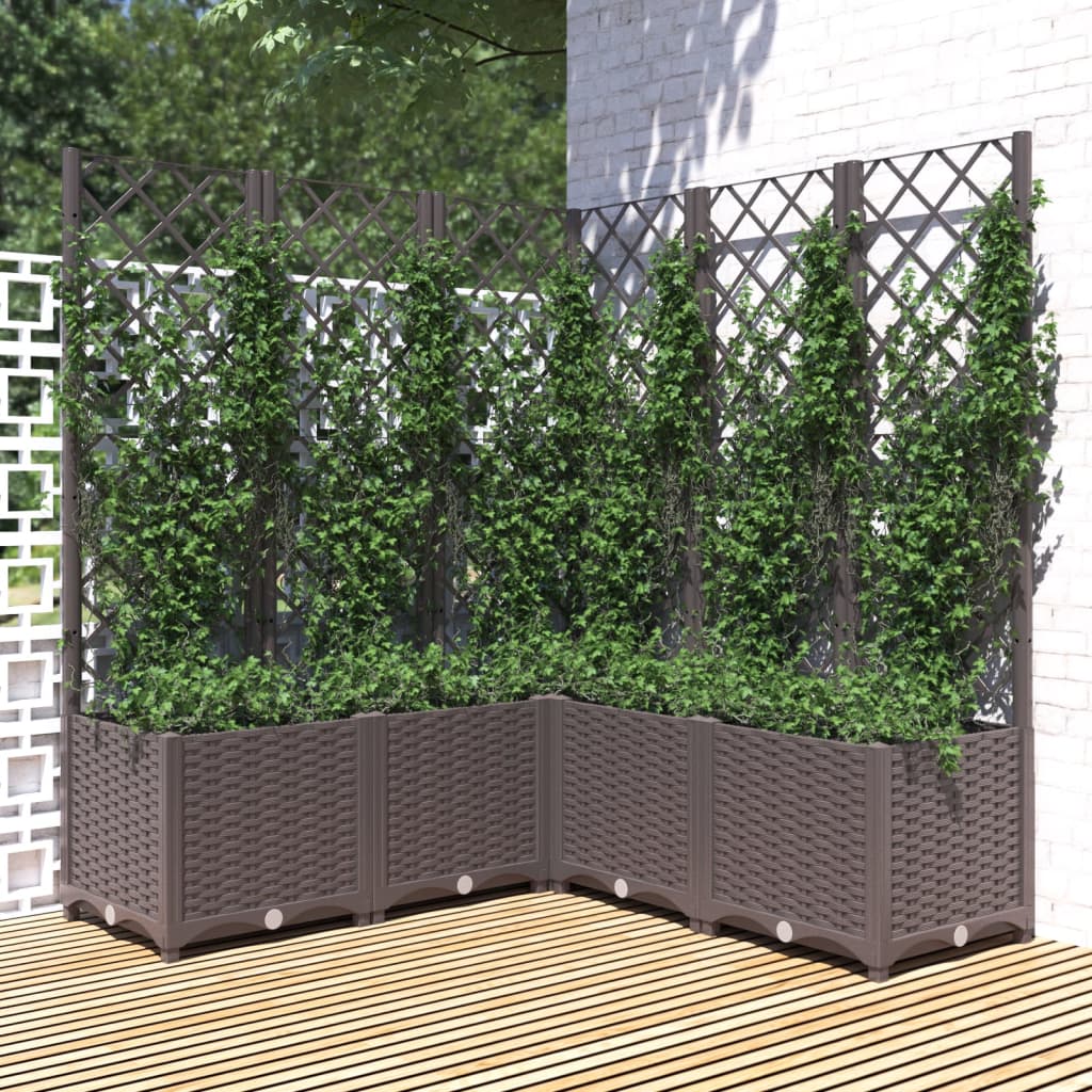 Pflanzkübel mit Rankgitter Braun 120x120x136 cm PP Pflanzkübel mit Rankgitter Braun 120x120x136 cm PP