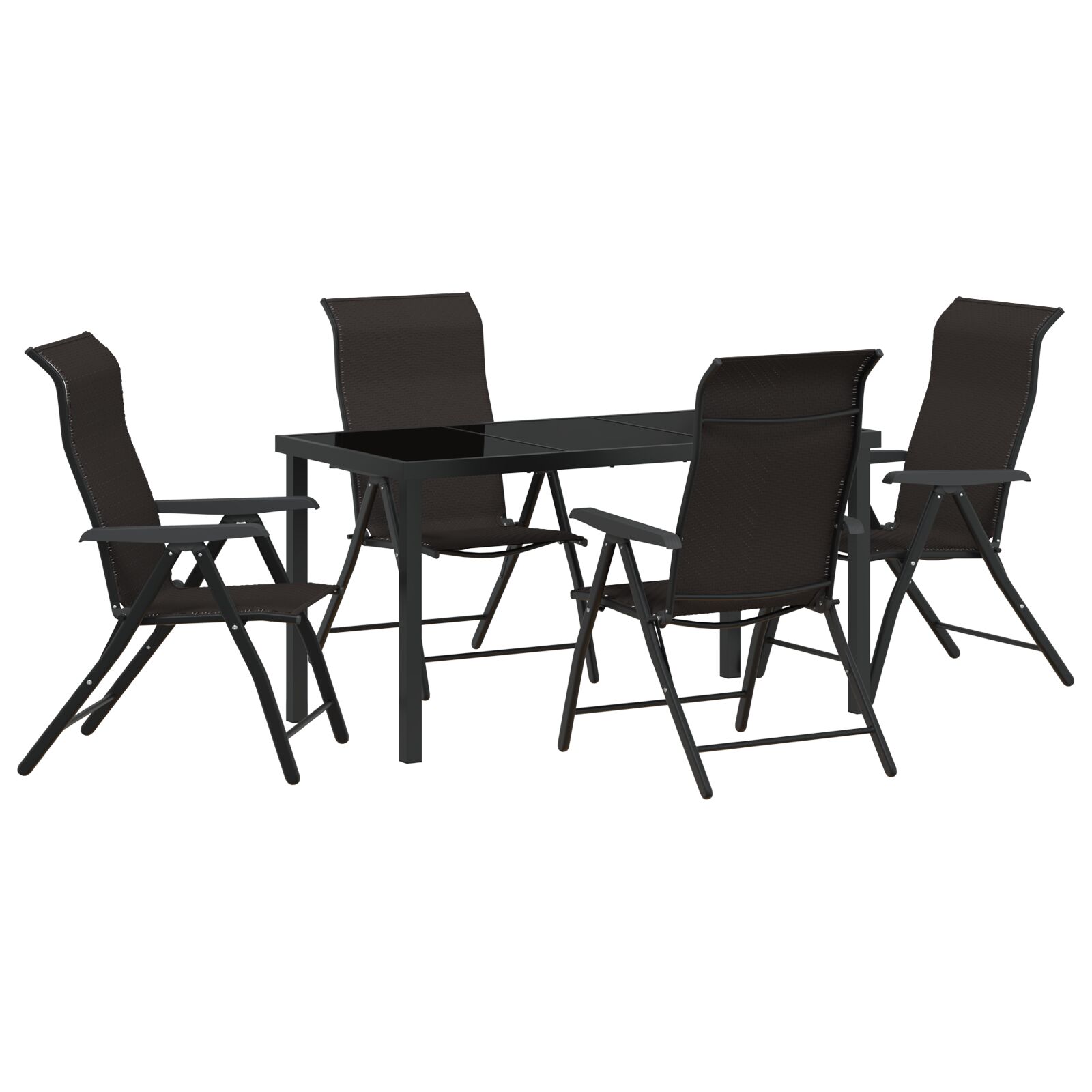 5-teiliges Garten-Ess-Set Schwarz Poly-Rattan 5-teiliges Garten-Ess-Set Schwarz Poly-Rattan