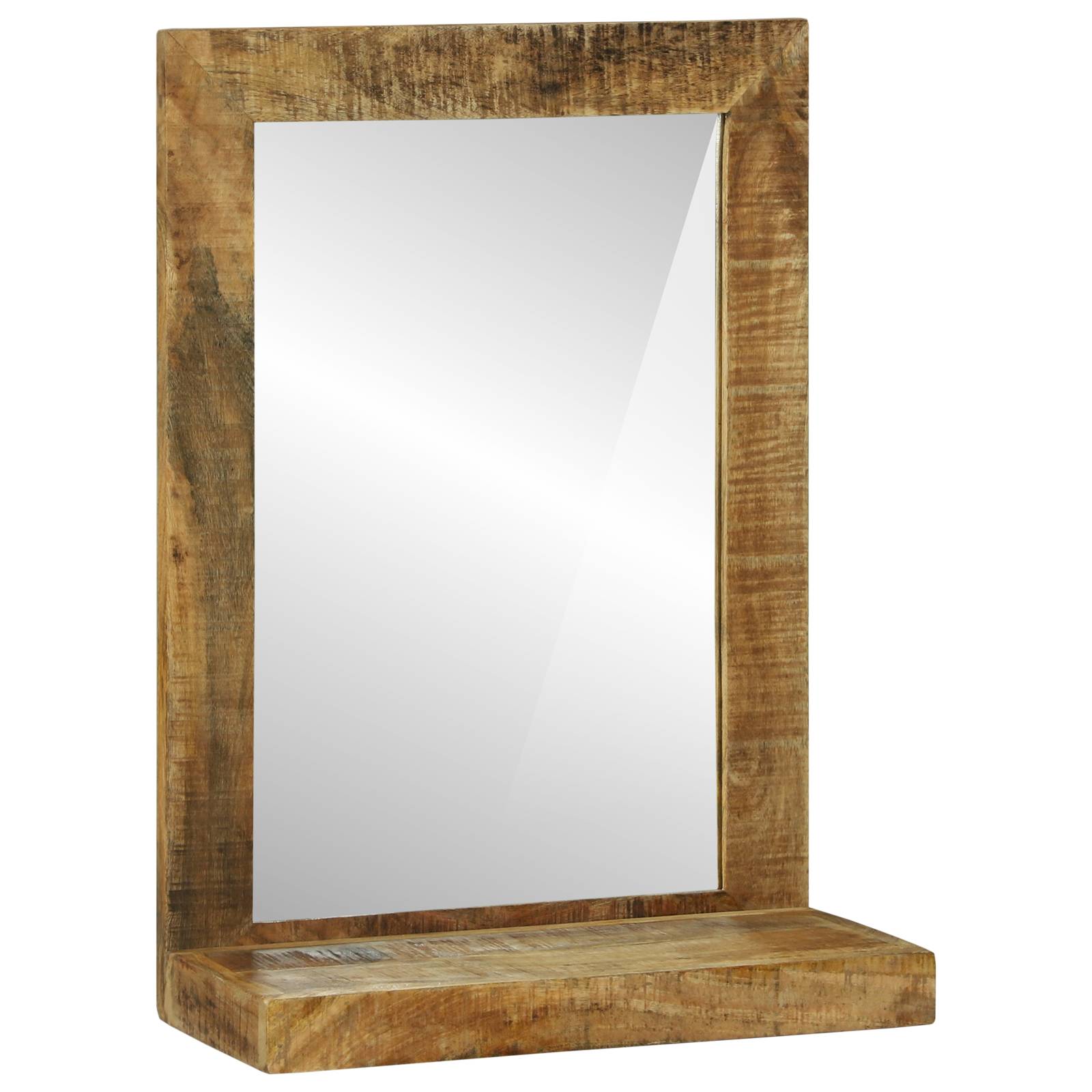 Badspiegel 50x22x70 cm Massiv raues Mangoholz