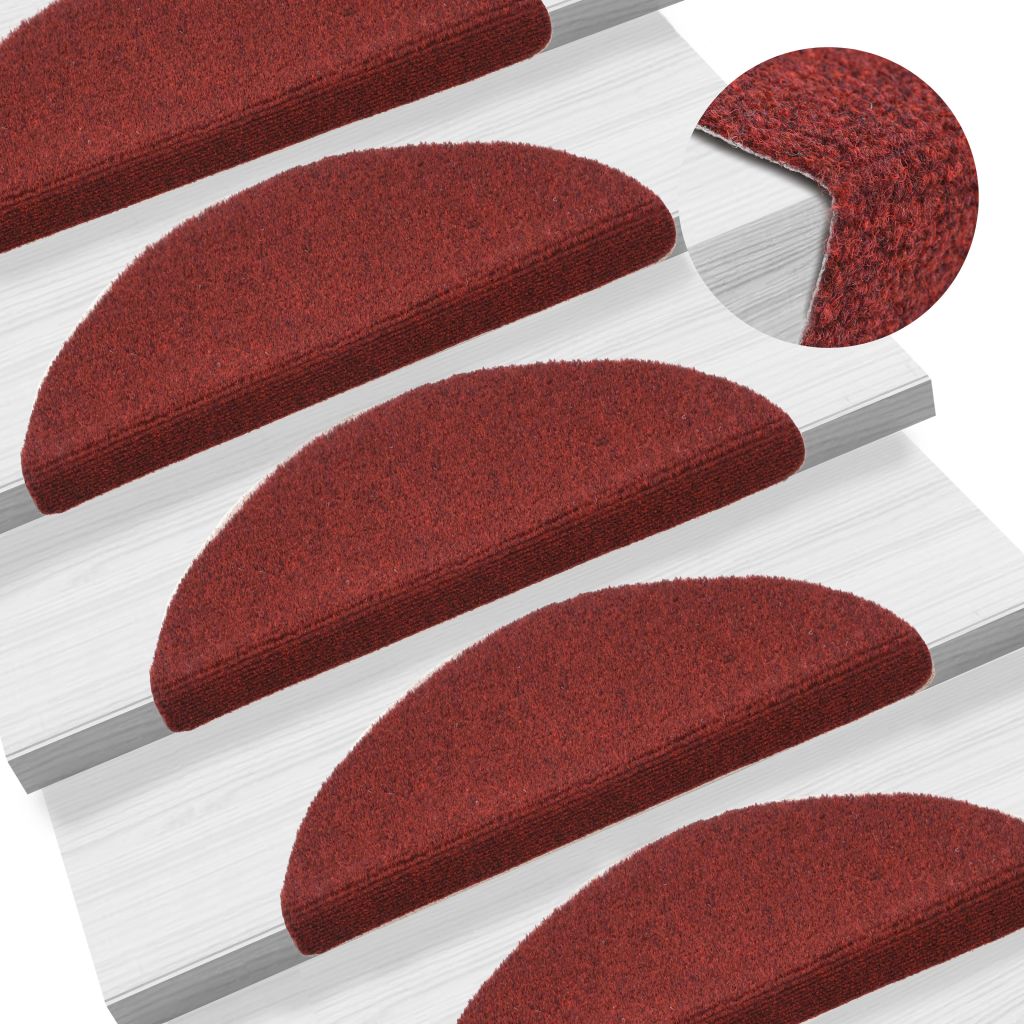 15 Stk. Selbstklebende Treppenmatten Nadelvlies 56x17x3cm Rot