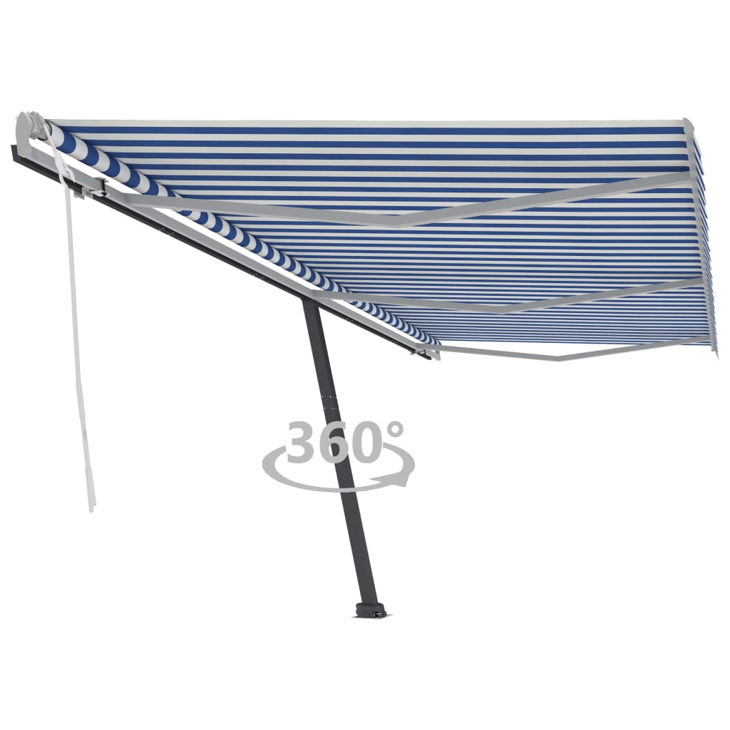 Standmarkise Manuell Einziehbar 600x300 cm Blau/Weiß
