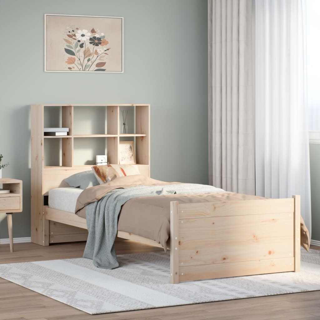 Massivholzbett mit Regal ohne Matratze 90x200 cm Kiefer
