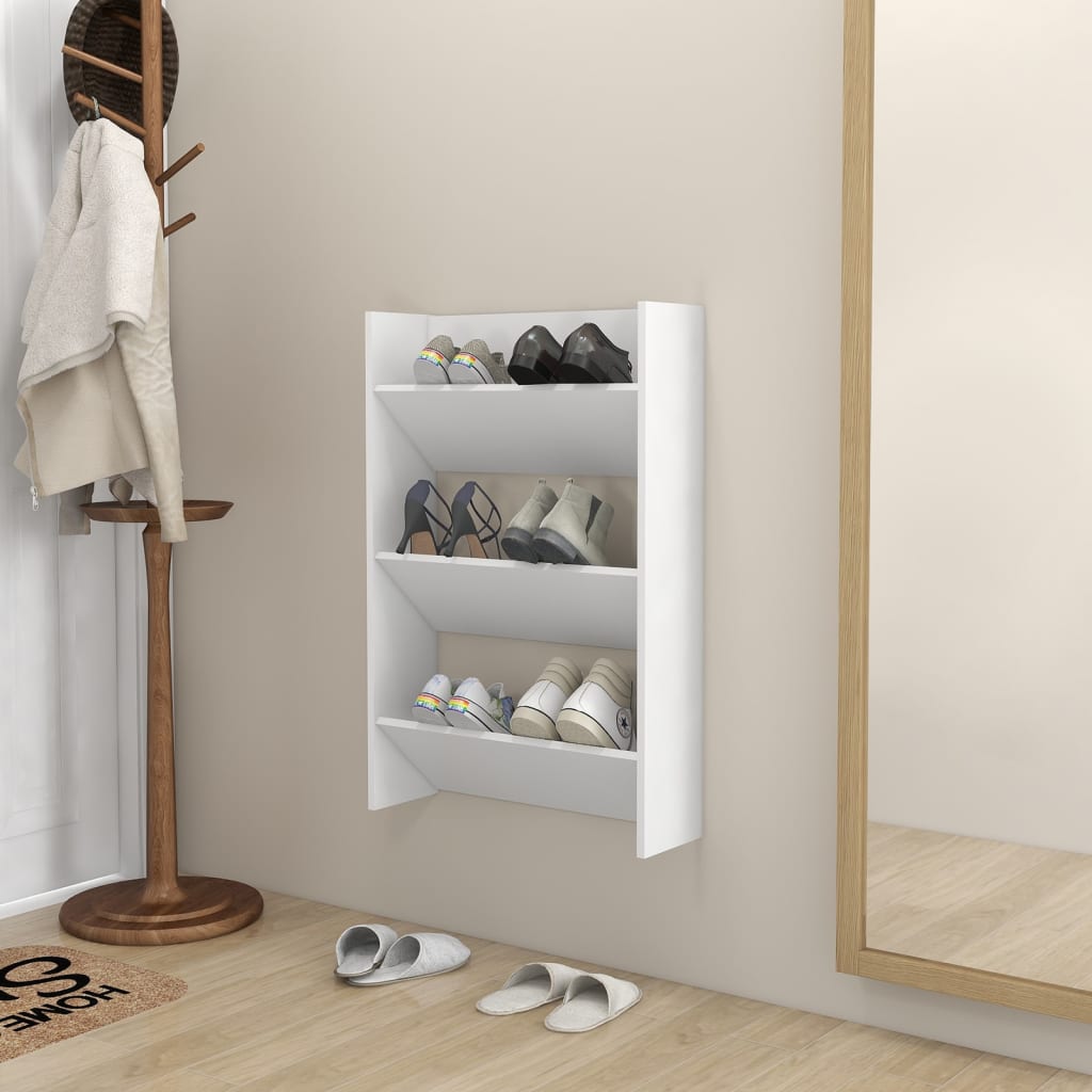 Wand-Schuhschrank Weiß 60x18x90 cm Holzwerkstoff