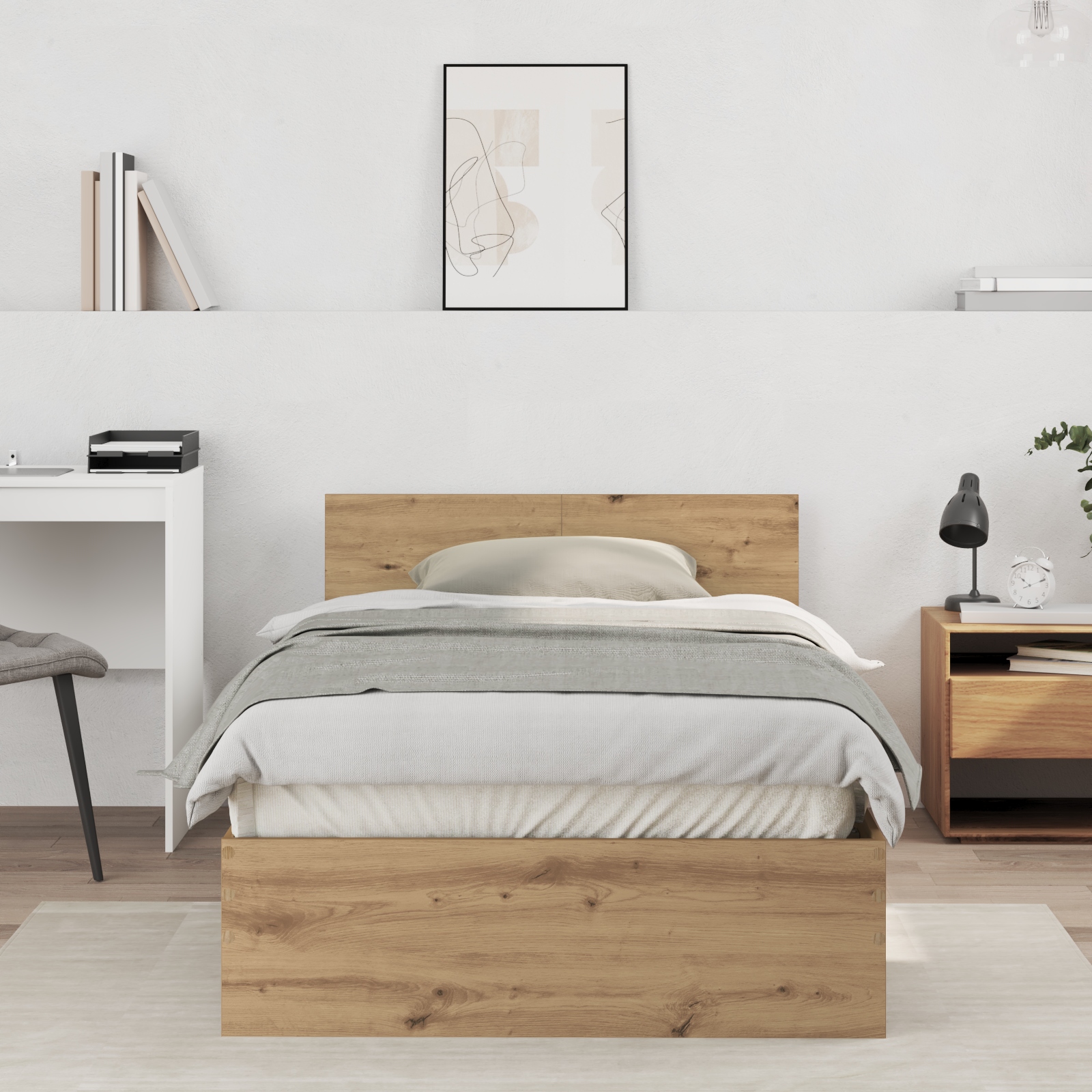 Bettgestell mit Kopfteil Artisan Eiche 100 x 200 cm