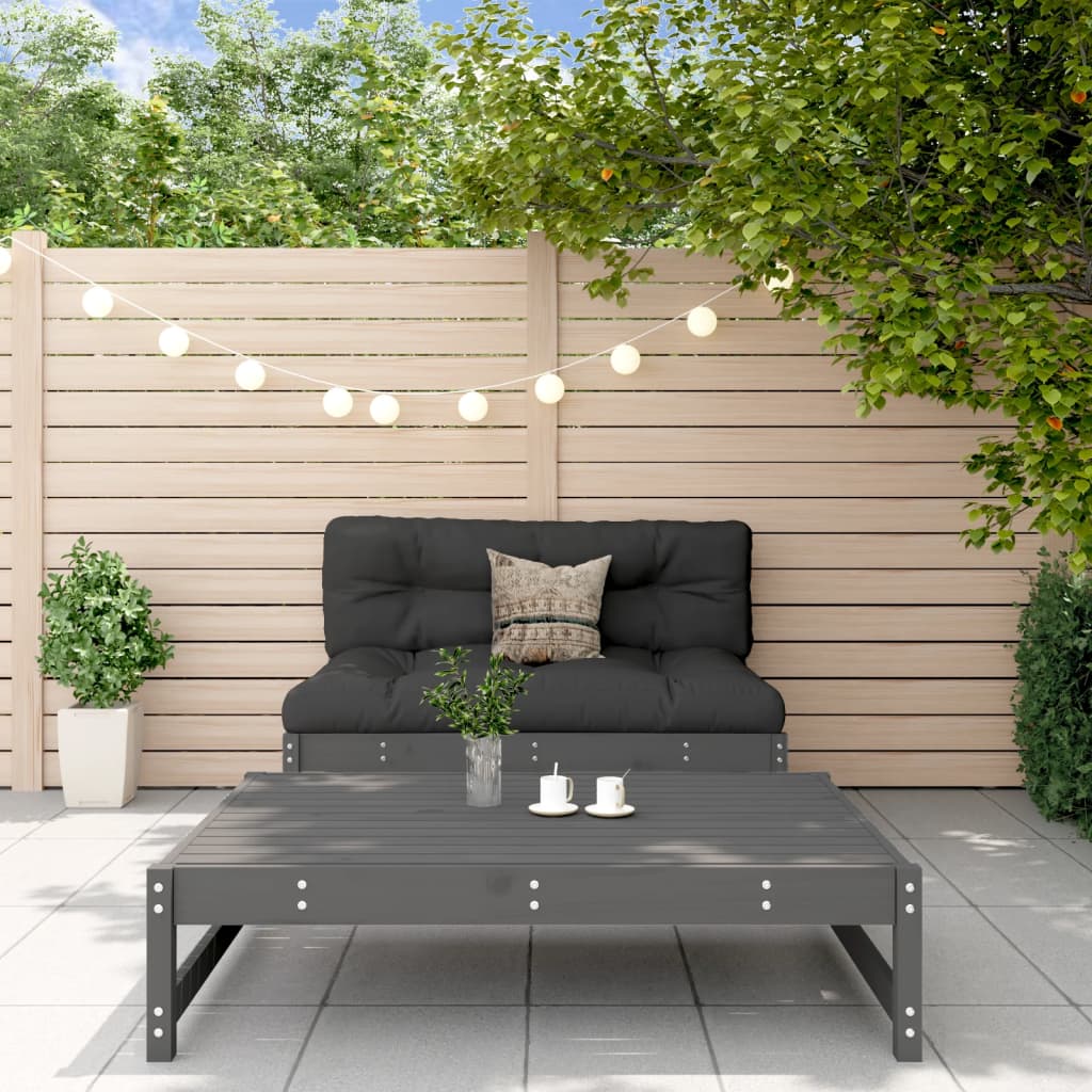 2-tlg. Garten-Lounge-Set mit Kissen Grau Massivholz 2-tlg. Garten-Lounge-Set mit Kissen Grau Massivholz
